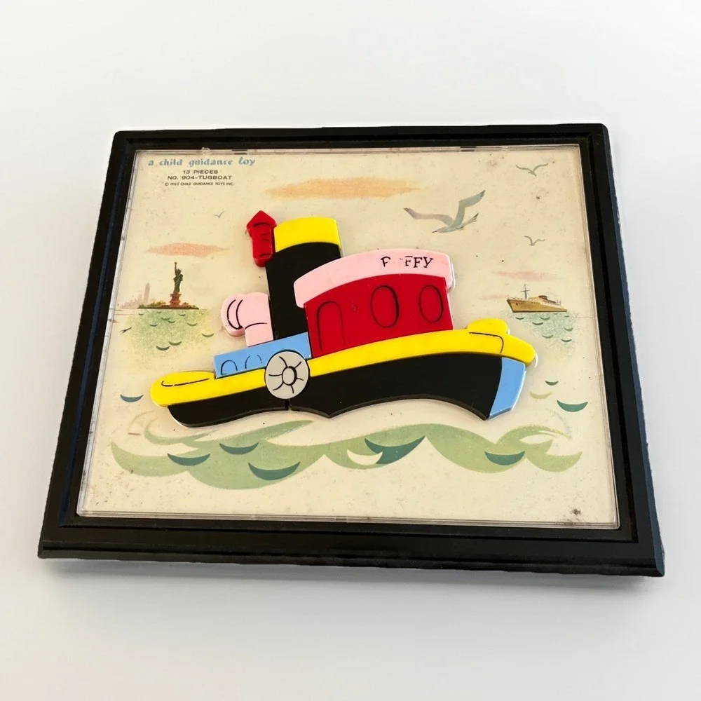 Child Guidance Toys Tugboat Puzzle Vintage 1962 Collectible Wall Art Magnetic